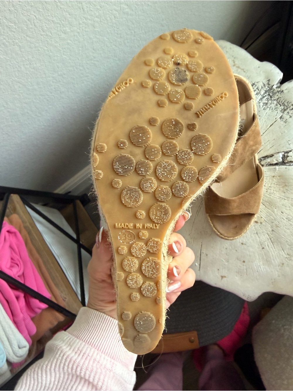 Jimmy Choo Brown Suede Espadrille Wedge Sandals - Picture 3 of 3
